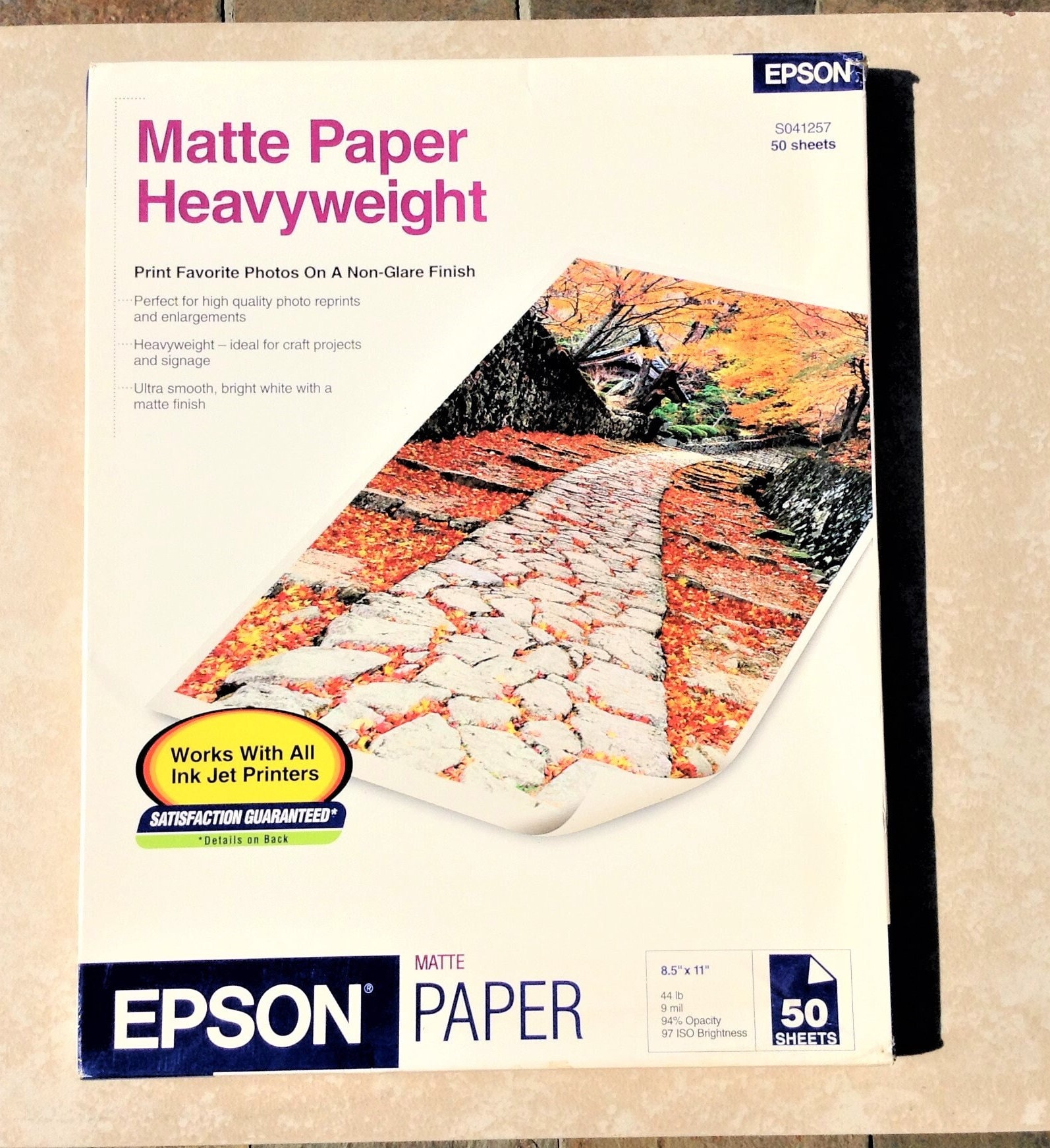 Epson SCR1002 Scrapbook Inkjet Two-Sided Photo Paper 8.5 x 11 20