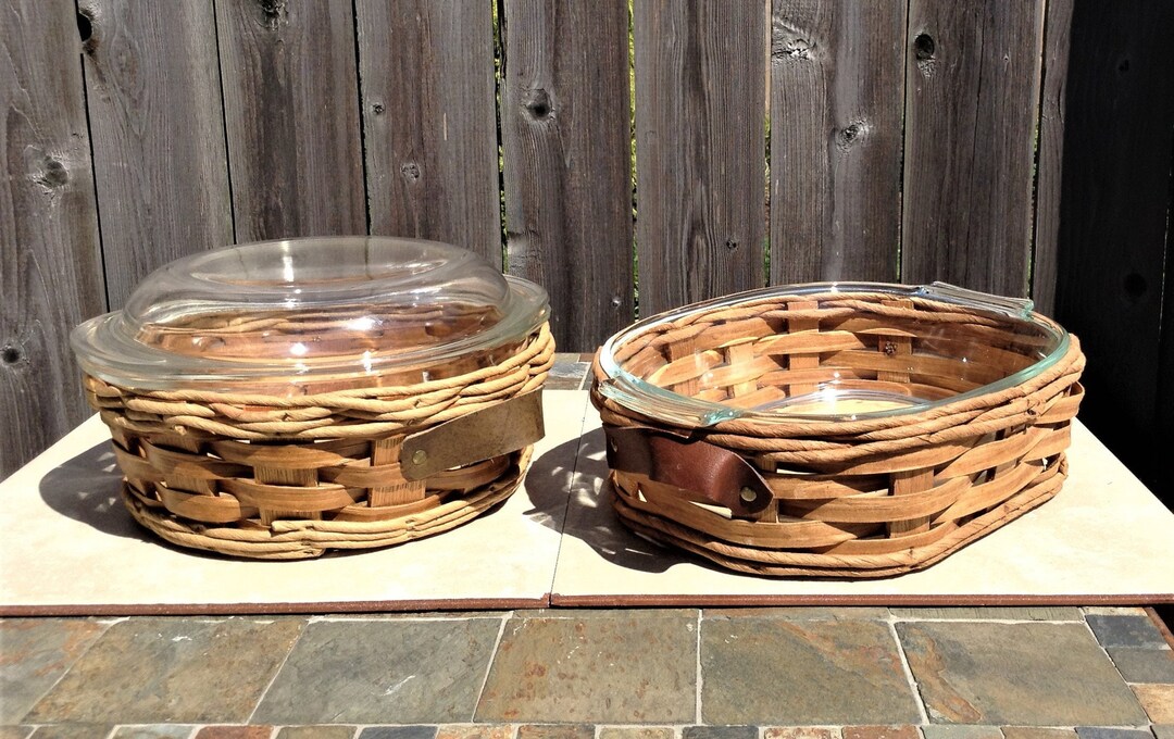 Pyrex Clear Casserole Dishespyrex Carrying Baskets80s Etsy