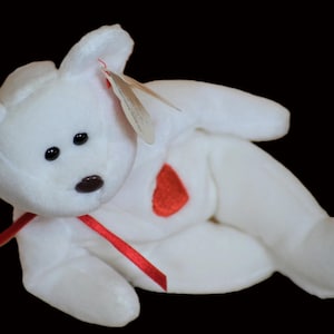 Vintage Ty Valentino Beanie Babies White Bear 1998
