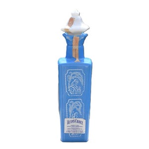 Vintage Jim Beam Whiskey Decanter: Blue and White Bottle, 1963