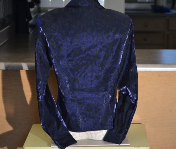 Purple Shirt-Impressions Blue Floral Blouse-2000 - image 4