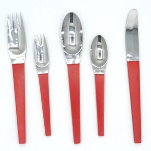 Vintage Stanley Roberts Red Acrylic‑Handle Flatware – 1970s Giftware Line (Your Choice)
