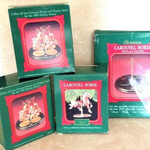 Vintage Hallmark Carousel Horse Ornaments, Set of 4, 1989