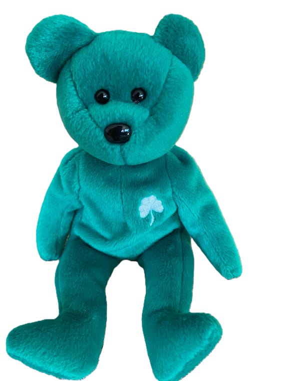 Vintage TY Beanie Babies Erin Green Bear Plush 1998 Tag