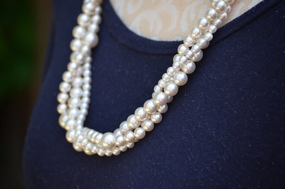 Napier Faux Pearl Statement Necklace 1980s - image 6