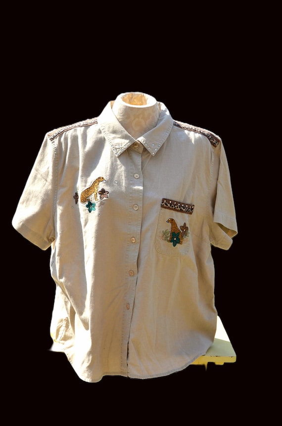 JCPenney, Vintage Safari Shirt from JCPenney Cabin Creek, 1980s-90s Retro Outdoorsy Chic