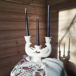 Handmade Ceramic Bird Candlestick Holder: Vintage Table Centerpiece