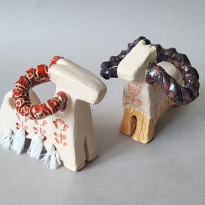Unique Handcrafted Ram Figurine - Modern Geometric Clay Statue, Aries Decor