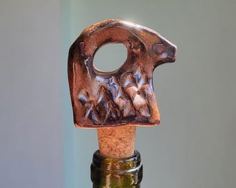 Handmade Ceramic Bottle Stopper – Rustic Ram Farmhouse Wine Decor