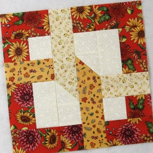 Loop the Loop Block Pattern - PDF Quilt Block Pattern - Doppia fede nuziale alternativa moderna - Blocco da 12 pollici