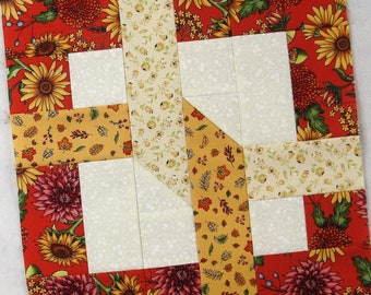 Loop the Loop Block Pattern - PDF Quilt Block Pattern - Double Wedding Ring Modern Alternative - 12 inch block