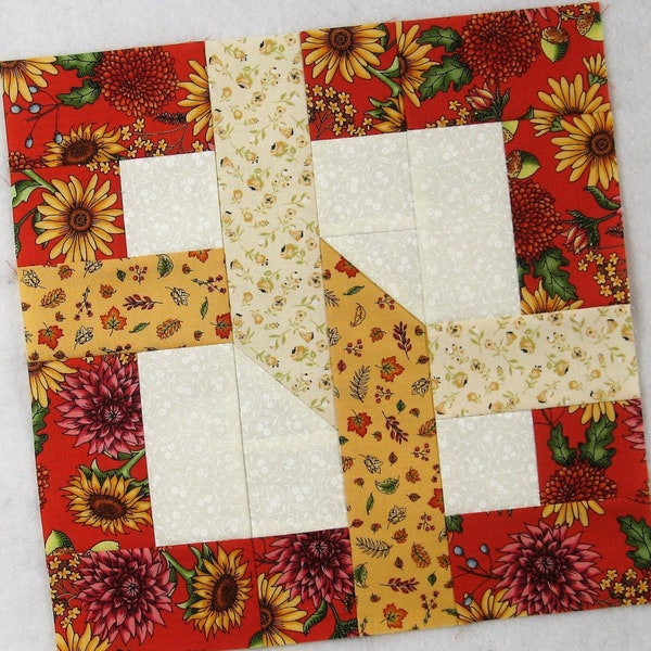 Loop the Loop Block Patroon - PDF Quiltpatroon - Dubbele trouwring Modern alternatief - 12 inch blok