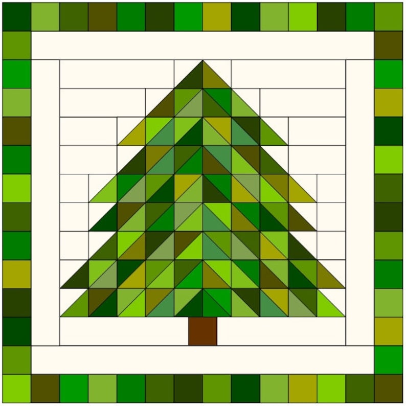 Spruce Tree Quilt Block PDF Quilt Pattern 20, 15 or 10 Inch Block Festive Christmas Pine Tree Quilt Block image 2