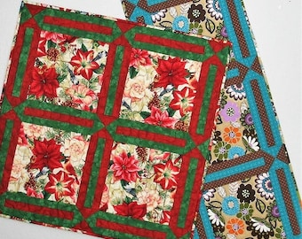 Holiday Squares Quilt Pattern - Easy PDF Quilt Pattern - 3 sizes - Table Runner, Small and Large Topper - perfect for large scale prints