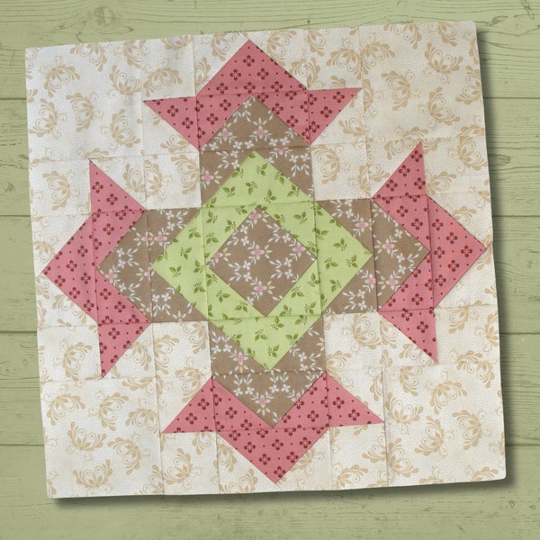 God's Eye (Ojo de Dios) Quilt BLOCK Pattern - PDF Instant Download - Quilted Expression of Ancient Mayan Symbol - 12 and 16 inch block