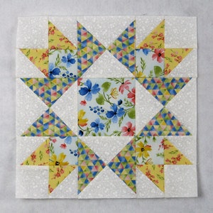 Honeymoon Block - PDF Star Quilt Block Pattern - 12 inch block