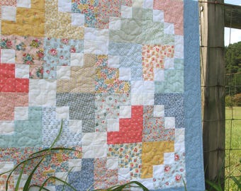 Double Four Patch PDF Quilt Pattern, a Scrappy Beginner-Friendly Design in Four Sizes - Lap/Baby, Throw, Queen, and King