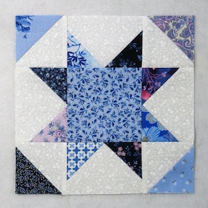 Keith&#39;s Star Block - Modello PDF facile per blocco trapuntato - Blocco da 9 pollici - Great Stash Buster