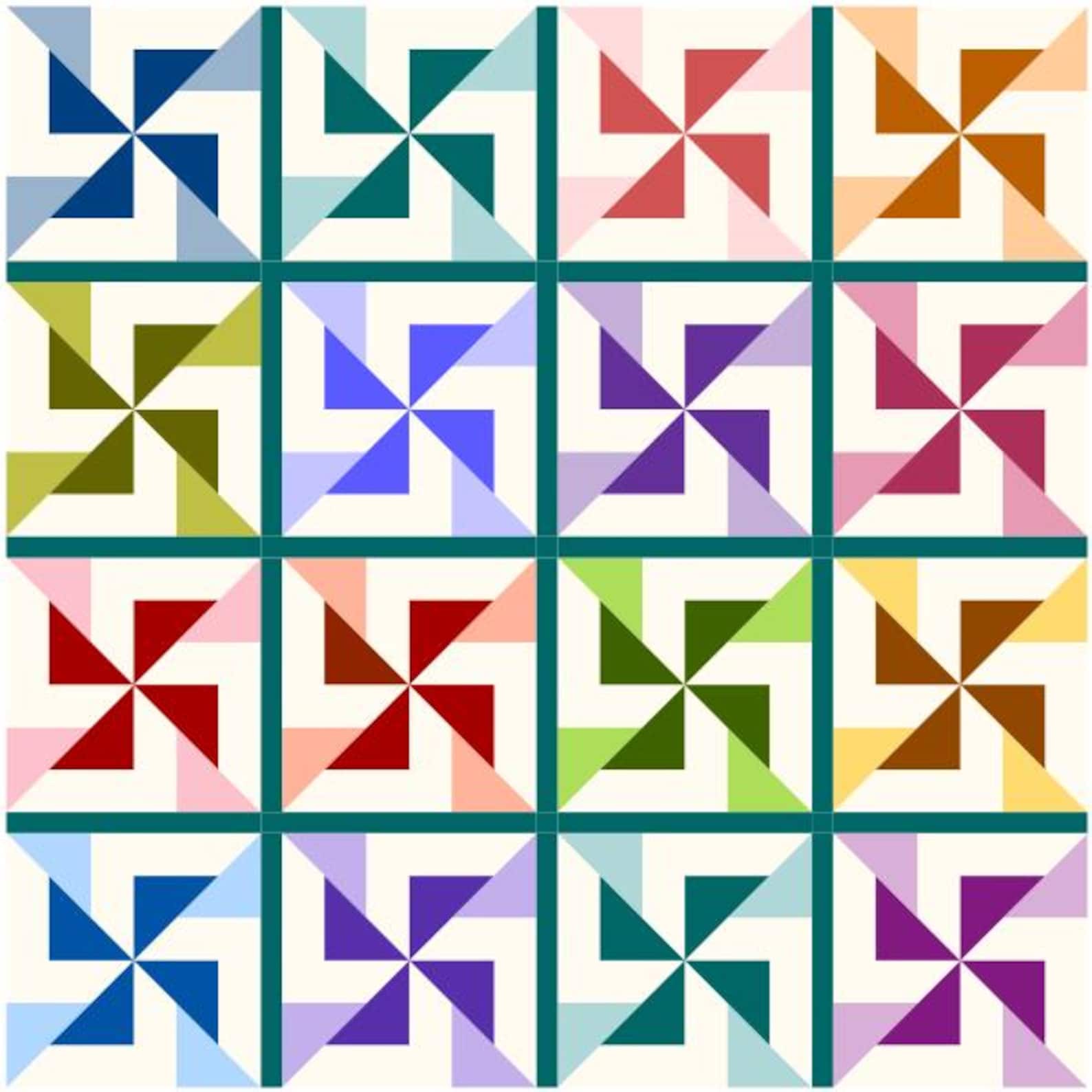 Maggie's Double Pinwheel Quilt Block Pattern - PDF Quilt BLOCK Pattern ...