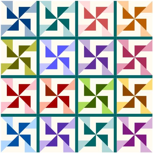 Maggie's Double Pinwheel Quilt Block Pattern - PDF Quilt BLOCK Pattern ...