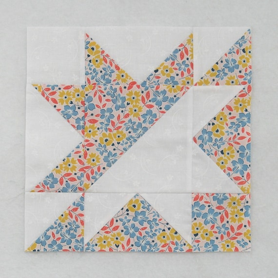 Split Star Quilt BLOCK Pattern - PDF Instant Download - 2 sizes - 8 and 12 inch finished block - Traditional Pieced