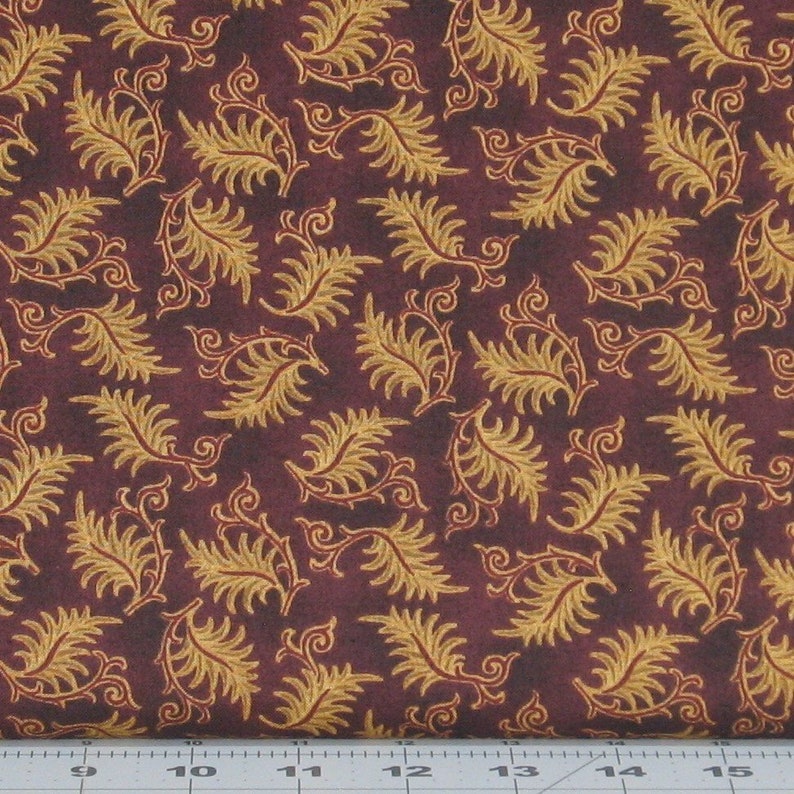 Burgundy Floral Paisley Fabric-100/% Cotton 6 Fat Quarters Bundle Brown