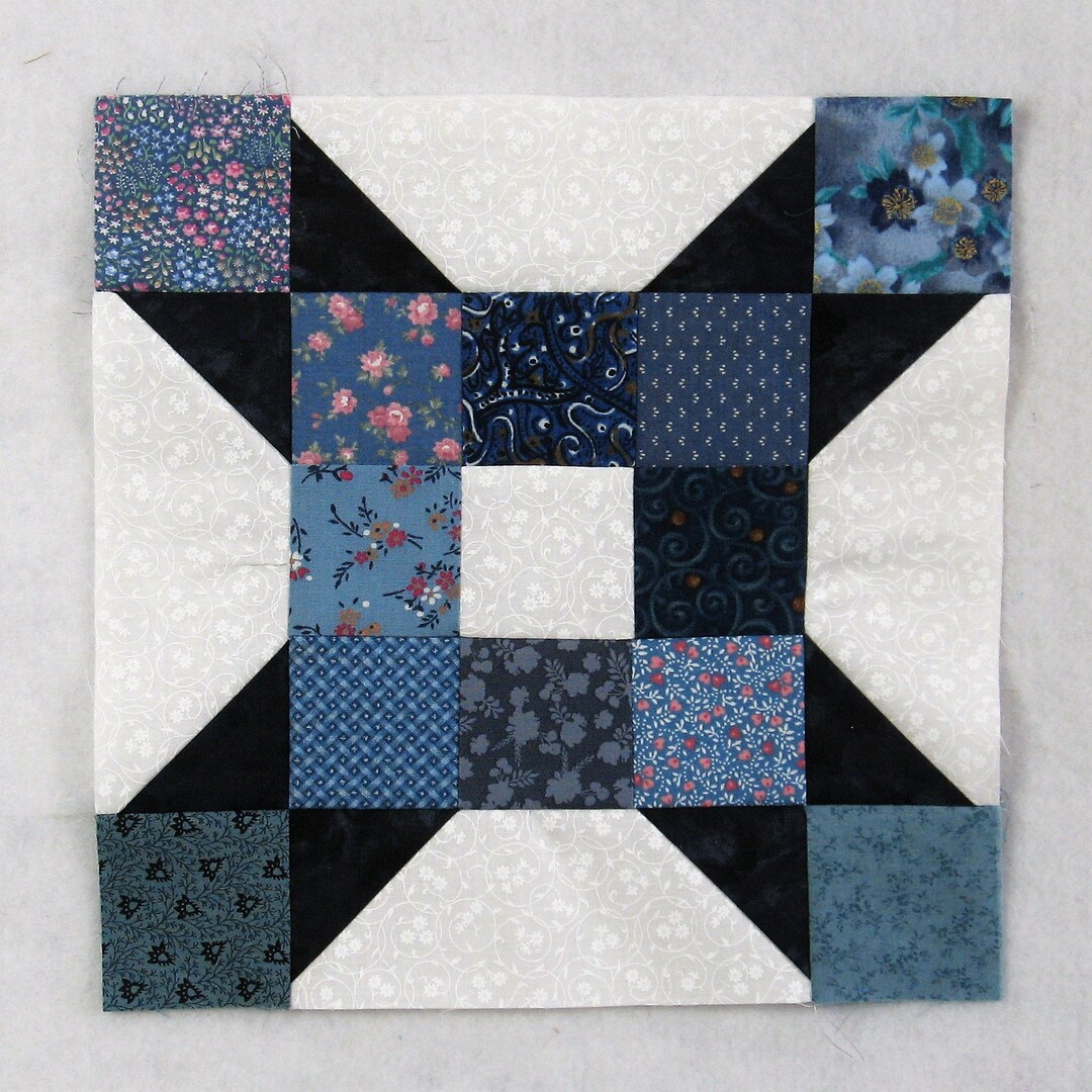 10 Inch Block Pattern Domino Block PDF Star Quilt Block Pattern Easy 10 and 15 Inch Block ...