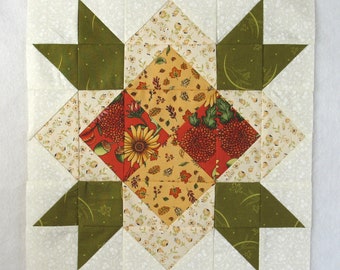 Sandhills Star Block Pattern - PDF Quilt Pattern - aka Blossoming Cactus - Instructions for Two Sizes - 9 and 12 inch block