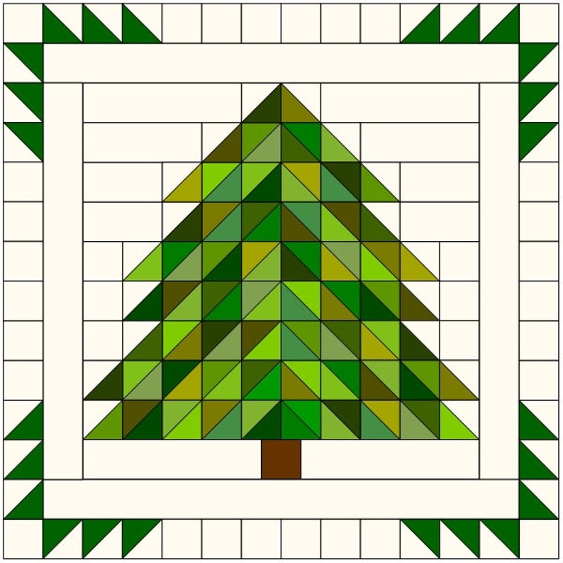 Spruce Tree Quilt Block PDF Quilt Pattern 20, 15 or 10 Inch Block Festive Christmas Pine Tree Quilt Block image 3
