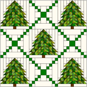 Spruce Tree Quilt Block PDF Quilt Pattern 20, 15 or 10 Inch Block Festive Christmas Pine Tree Quilt Block image 4