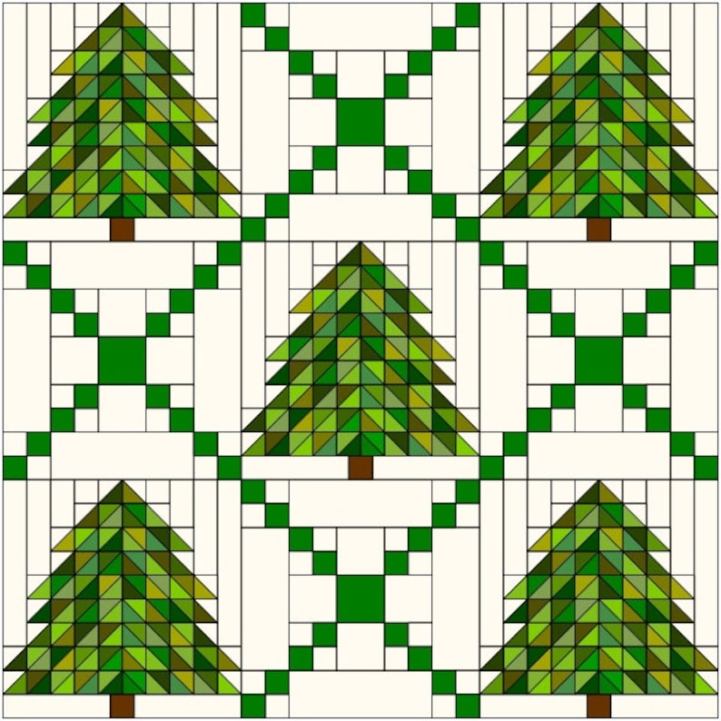 Spruce Tree Quilt Block - PDF Quilt BLOCK Pattern - 20, 15 or 10 Inch ...