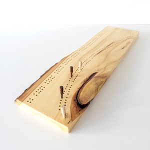 Unique Cribbage Board Pegs Included Locally Sourced Live Edge Wood Two Track Cribbage Two or Four Players 19 x 6 image 4