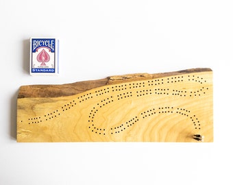 Unique Ash Wood Cribbage Board - Pegs Included - Locally Sourced Wood - 120 Hole Two Track Cribbage Board - 18.5" x 7"