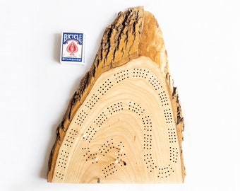 Large Three Track Cribbage Board - Gorgeous Ash Wood - Pegs Included - Locally Sourced Wisconsin Ash - Wood Centerpiece - 20" x 15"