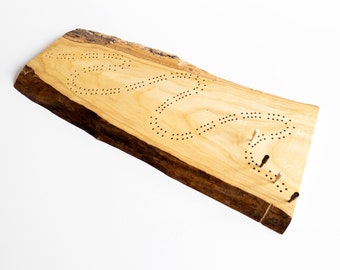 Unique Ash Cribbage Board - Pegs Included - Two-Track Cribbage Board - Two or Four Player - Locally Sourced Ash Wood - 19" x 9"