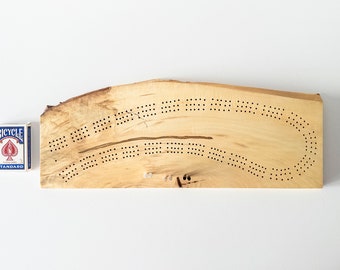 Three Track Cribbage Board - Wood Pegs - Drawstring Peg and Card  Bag - Beautiful Locally Sourced Wood - Two Three or Four Player - 21" x 9"