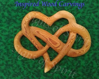Heart of Infinite Love Wood carved Heart and Infinity Ribbon Heart Intertwined Engagement Wedding Anniversary Love Offering Symbol Wall Art