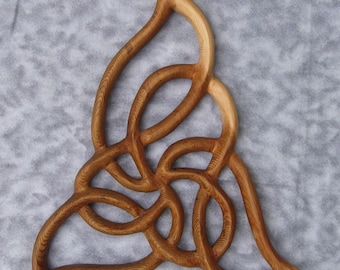 Celtic Flame Knot-Cleansing and Renewal-Wood Carved Triquetra Variation-Spiral