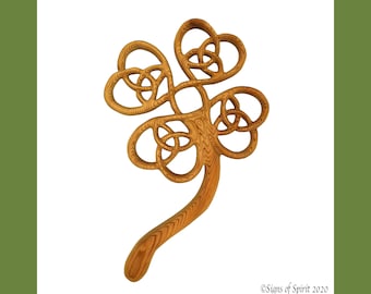 Celtic Clover wall art Four Leaf wood carved Celtic Knot Irish wall hanging Trinity Heart carving Good Luck Charm St Patrick Day decor