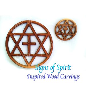 Encircled Messianic Star wood carving Home Decor for Jewish Christian Families, Star of David with Christian Cross wall hanging image 6