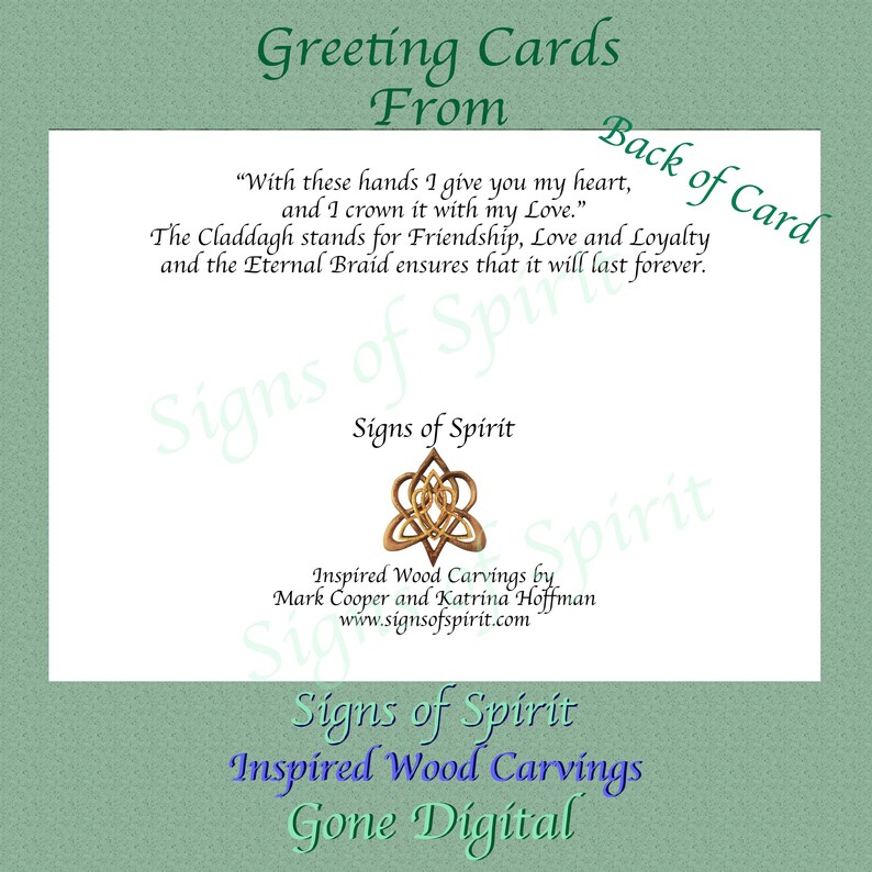Claddagh on Green Greeting Card -claddagh Wood Carving Digital Art ...