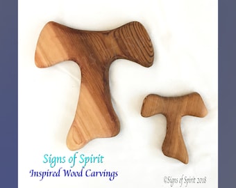 Tau Cross wall hanging St. Francis of Assisi Wood Carved Christian Symbol of Franciscan Order Hand-carved Greek Letter
