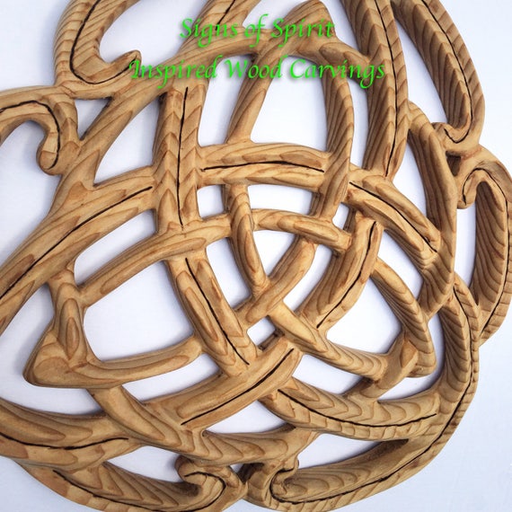 Celtic Knot of Four Hearts-family Love Knot Wood Carving 