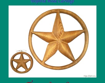 Hand Carved Texas Lone Star, Western Red Cedar Wall Decor