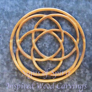 Celtic Knot of Four Encircled wood carving, Old Religion Calendar, Wiccan Sabbat, Relationship of Seasons, Pagan Altar wall hanging