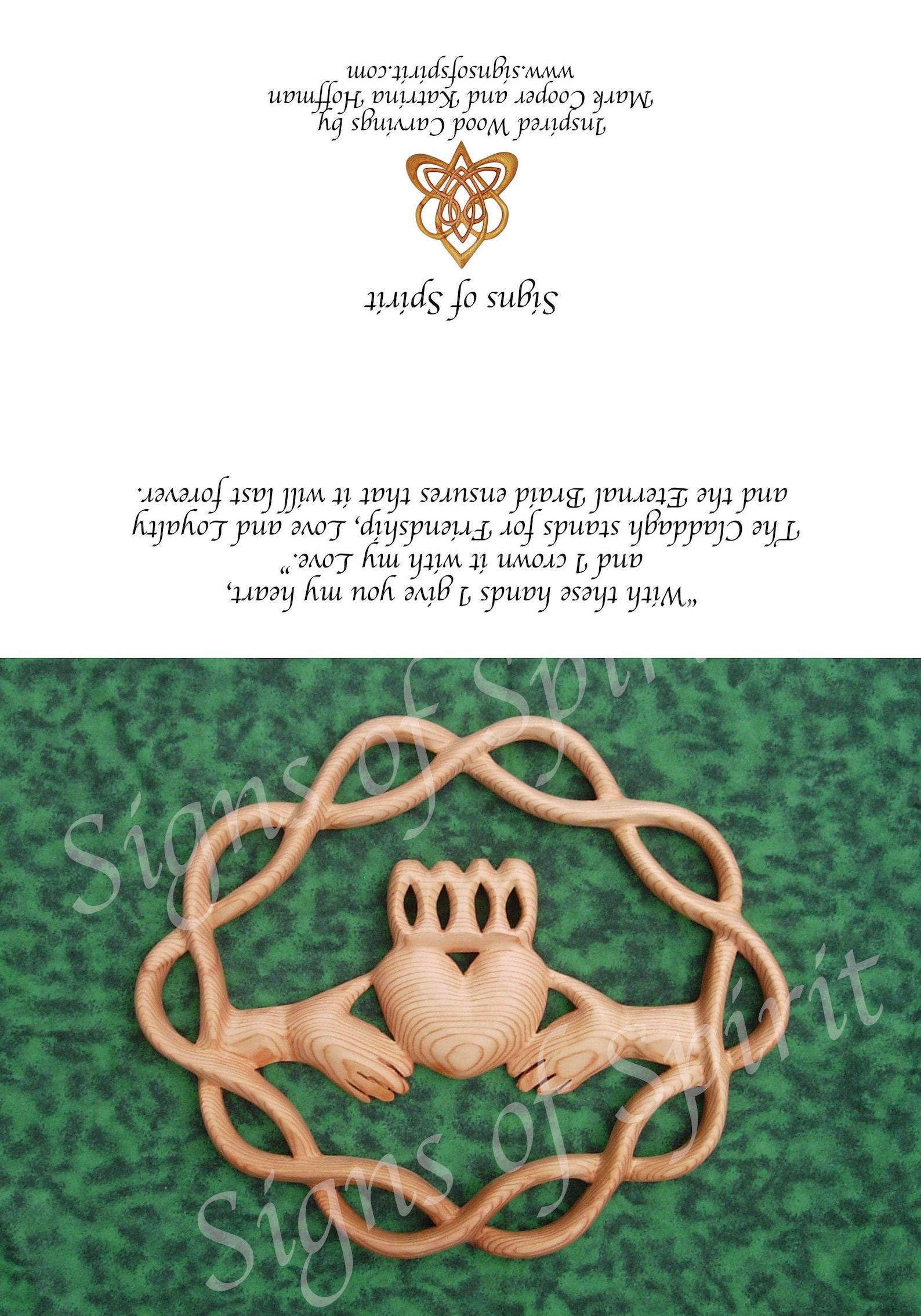 Claddagh on Green Greeting Card -claddagh Wood Carving Digital Art ...
