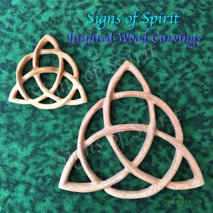 Triquetra Wood Carved Celtic Knot-Celtic Triple Goddess-Wiccan Protection-Christian Holy Trinity Symbol - Altar Carving or Wall Art