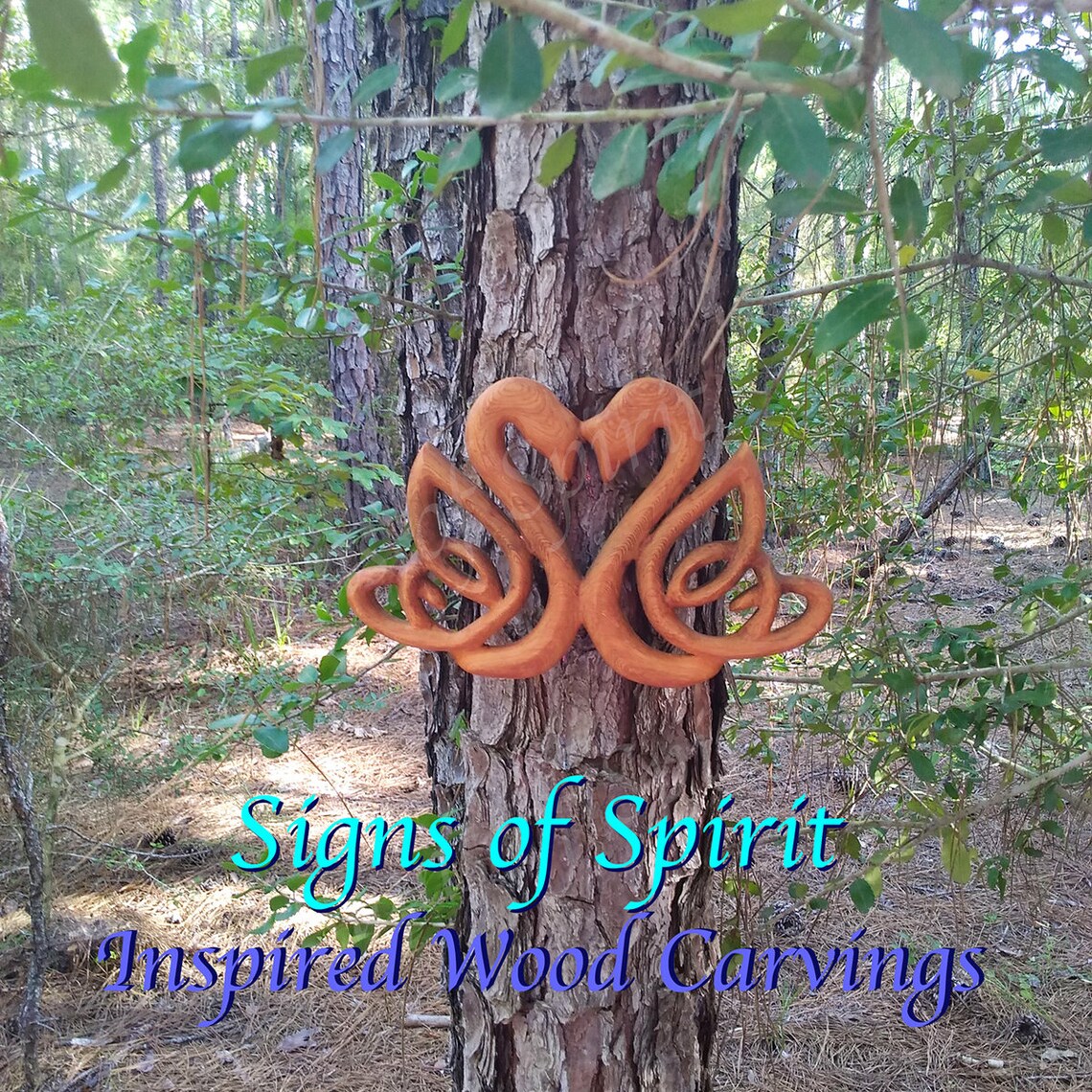 Swan Heart Wood Carving - Celtic Knot of Love and Marriage - Double ...