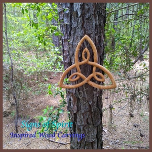 Celtic Knot of Inner Strength Wood Carving Triquetra Variation Trinity Triangle Wall Art Irish Scottish Welsh Home decor Hermetic Principles image 3