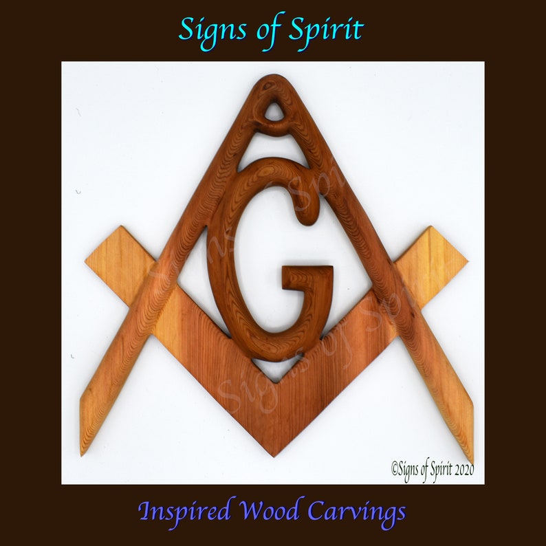 Masonic Symbol-Freemasonry Emblem-Wood Carved Compass and Square Lodge or Home Decor Full and Miniature Sized Square and Compasses image 1